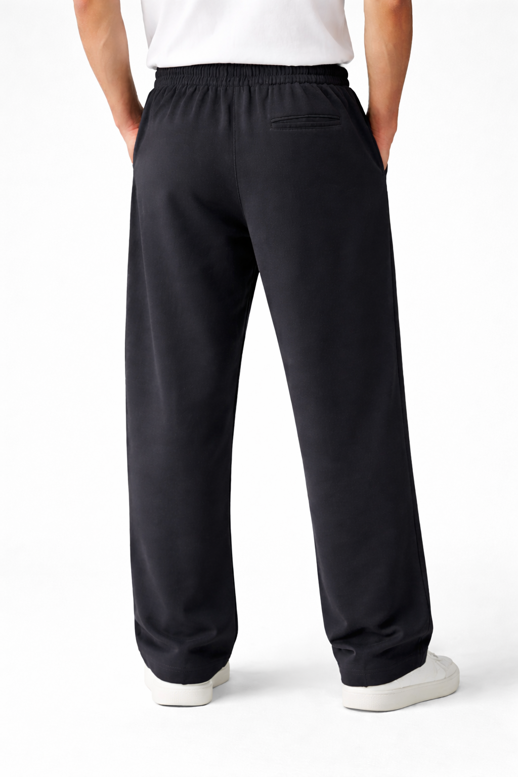 Relaxed Fit Baggy Trousers with Drawstring Waist & Front Stitch Lining