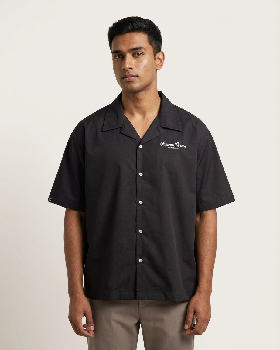 SUMMER GARDEN Cuban Collar Shirt | Floral Graphic Button-Down
