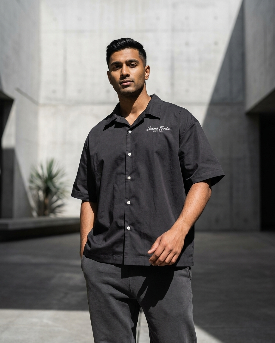 SUMMER GARDEN Cuban Collar Shirt | Floral Graphic Button-Down