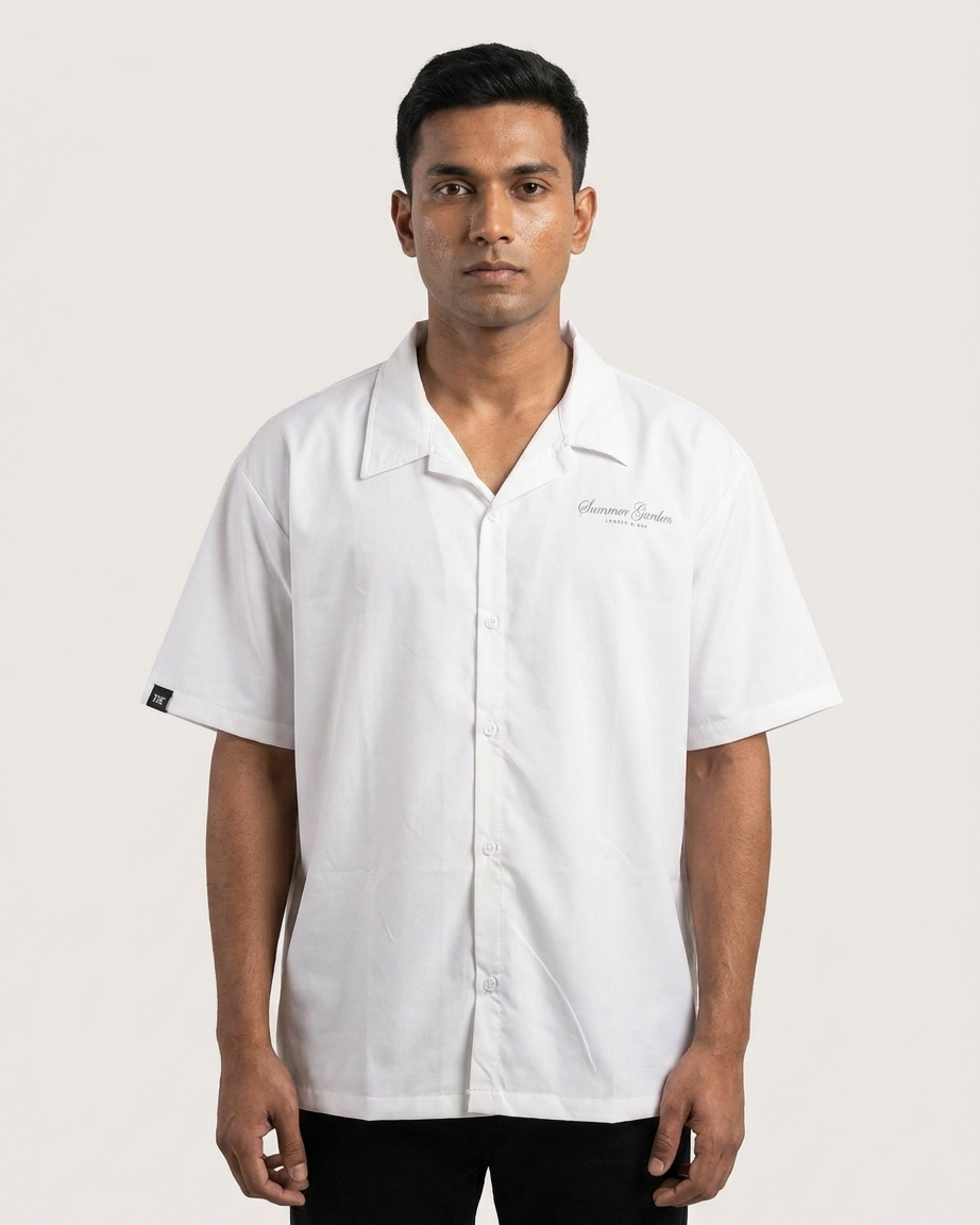 SUMMER GARDEN Cuban Collar Shirt | Floral Graphic Button-Down