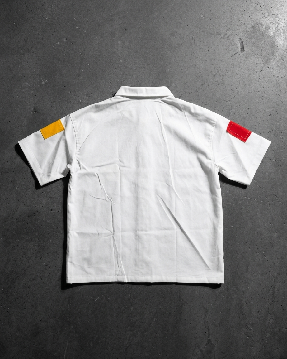 Abstract Patchwork Button-Down Cuban Collar Shirt